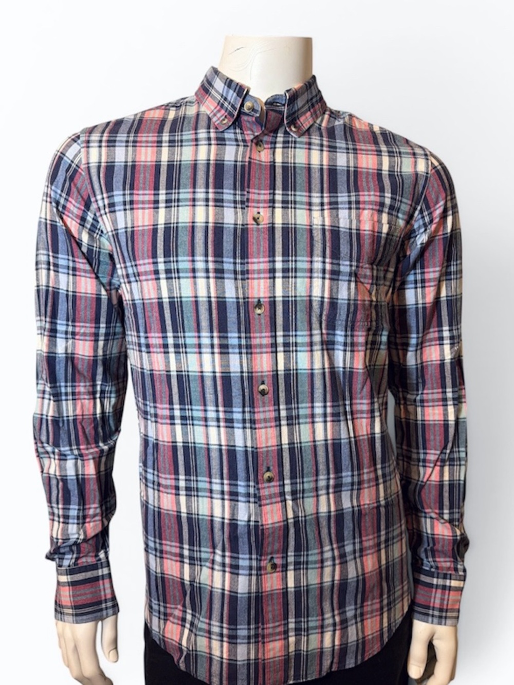 Ben Sherman Pink and Blue Plaid Button-Down Shirt